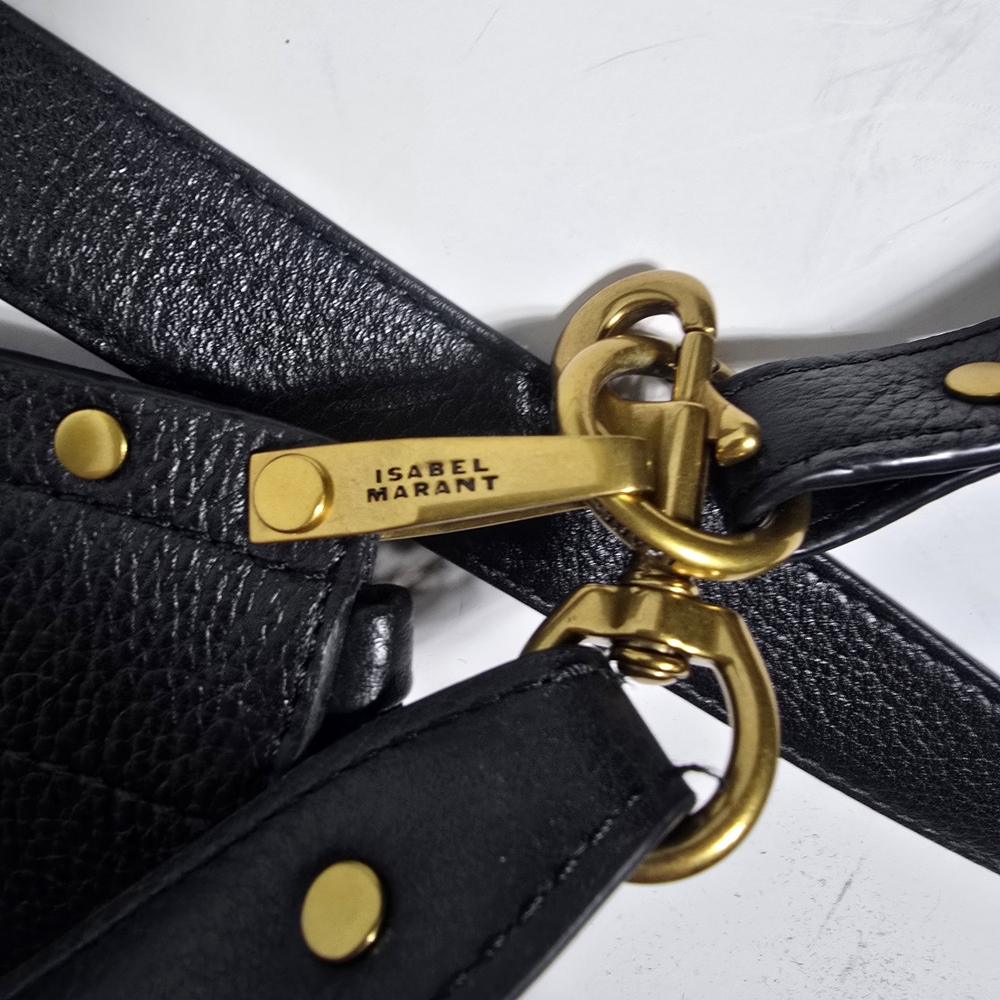 Isabel Marant Black Leather Studded Saddle Shoulder Bag - Picture 3 of 14